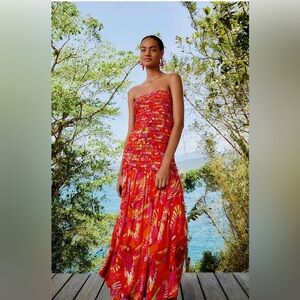 FARM Rio Flying Birds Strapless Dress • Resortwear Ready • Size S • NWT